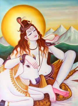 インド人 Painting - インディアンの毒から世界を救うシヴァ神